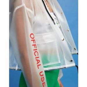 NWOT transparent usps crop rain jacket